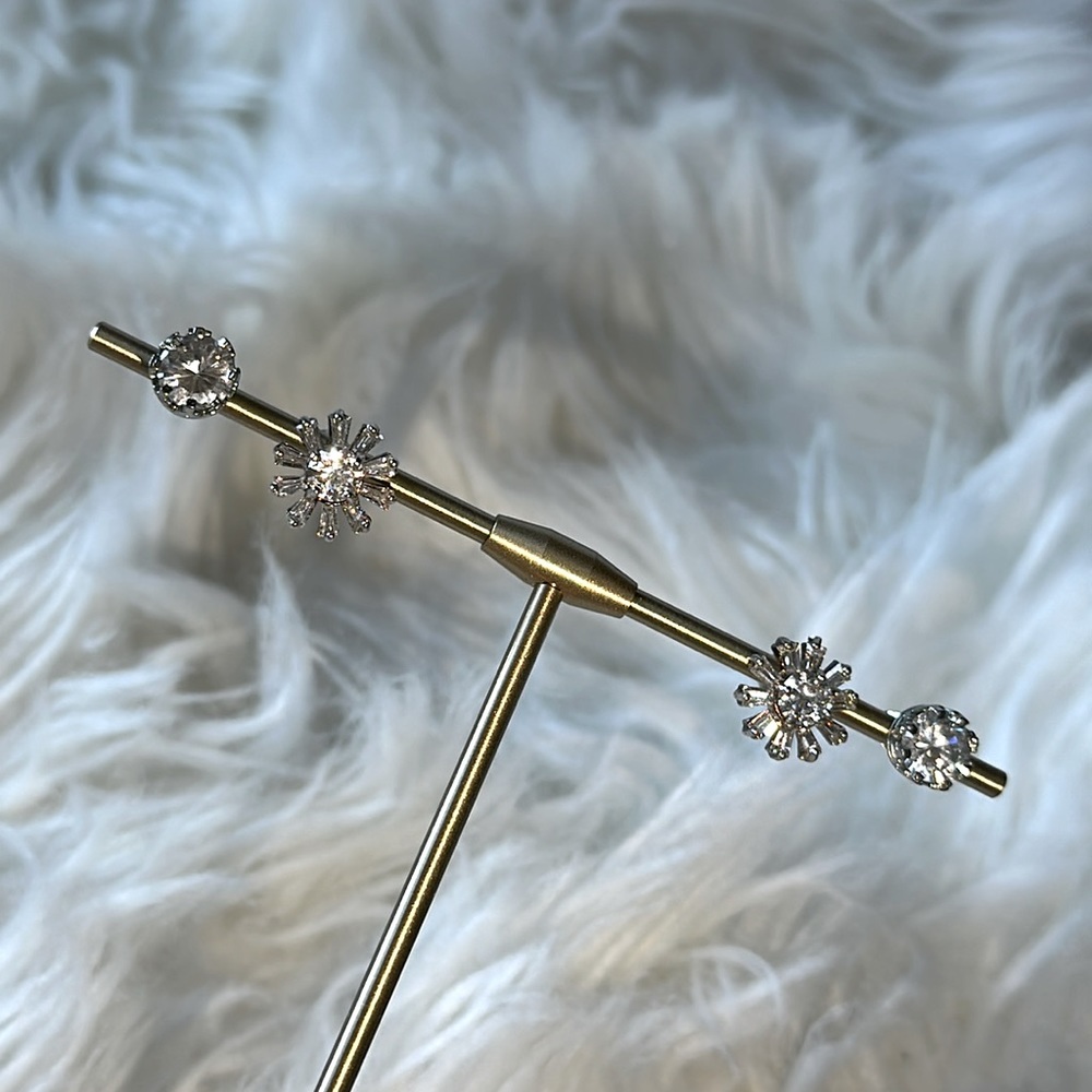 Set of two Lauren Ralph Lauren silver plated & cubic zirconia stud earrings